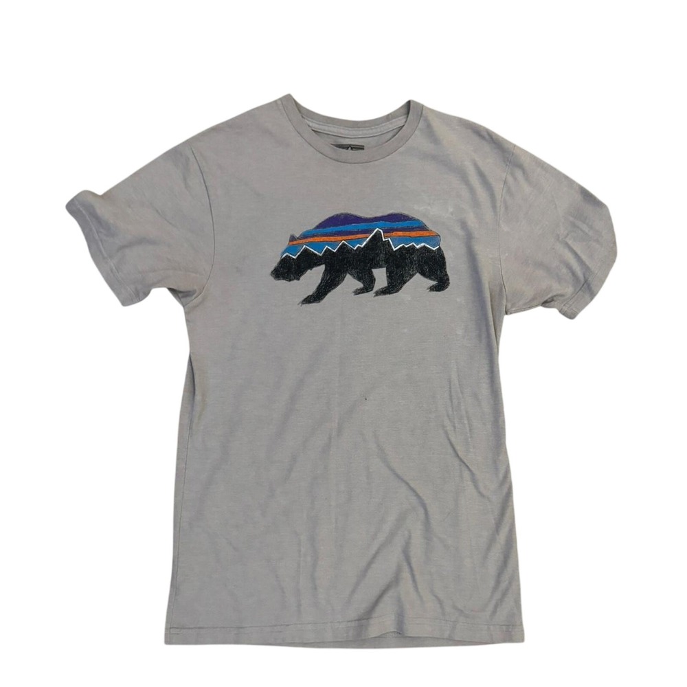 Patagonia Fitz Roy Bear Graphic Tee Gray Slim Fit Short Sleeve T-Shirt XS